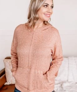 No Ship Drop Ship And Sew It Goes Brushed Hooded Top In Claybrook (GHG-S) Tops