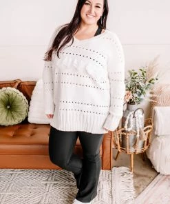 No Ship Drop Ship GHG- Shop Singles Aren't You Special Lace Trimmed Sweater (GHG-S)