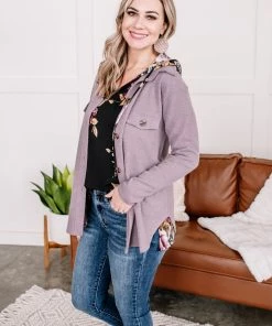 No Ship Drop Ship Brush Your Cares Away Button Up Top In Silver Peony (GHG-S,L)