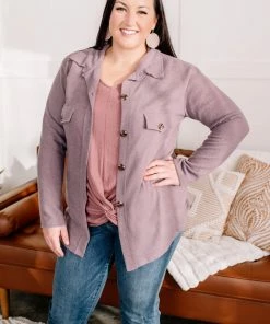 No Ship Drop Ship Brush Your Cares Away Button Up Top In Silver Peony (GHG-S,L)