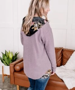 No Ship Drop Ship Brush Your Cares Away Button Up Top In Silver Peony (GHG-S,L)