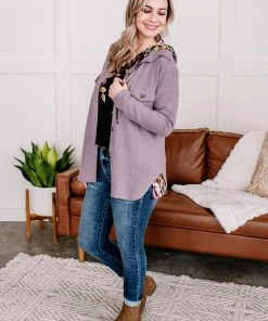 No Ship Drop Ship Brush Your Cares Away Button Up Top In Silver Peony (GHG-S,L)