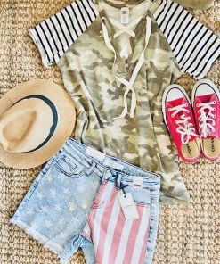 No Ship Drop Ship Apparel Courtesy Of My Red, White And Blue Judy Blue Shorts