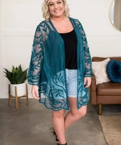 No Ship Drop Ship Don't Be Coy Lace Kimono In Teal 15 No Ship Drop Ship Don't Be Coy Lace Kimono In Teal