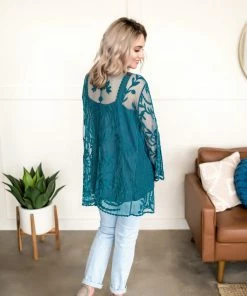 No Ship Drop Ship Don't Be Coy Lace Kimono In Teal 18 No Ship Drop Ship Don't Be Coy Lace Kimono In Teal