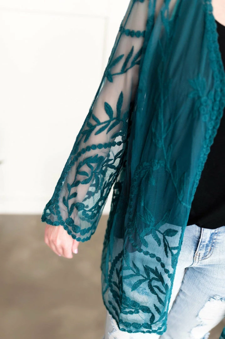 No Ship Drop Ship Don't Be Coy Lace Kimono In Teal 11 No Ship Drop Ship Don't Be Coy Lace Kimono In Teal