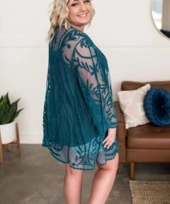 No Ship Drop Ship Don't Be Coy Lace Kimono In Teal 13 No Ship Drop Ship Don't Be Coy Lace Kimono In Teal