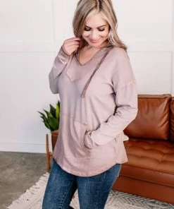 No Ship Drop Ship Edge Your Bets Hooded Top In Bark (GHG-1) Tops