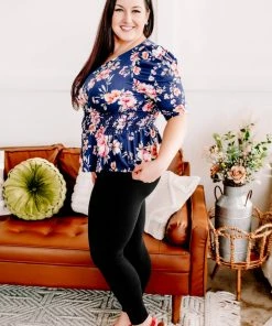 No Ship Drop Ship Evening In The Tropics In Navy Florals (GHG-S)