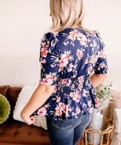 No Ship Drop Ship Evening In The Tropics In Navy Florals (GHG-S)