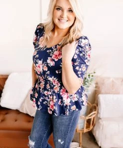 No Ship Drop Ship Evening In The Tropics In Navy Florals (GHG-S)