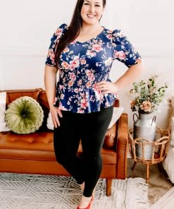 No Ship Drop Ship Evening In The Tropics In Navy Florals (GHG-S)