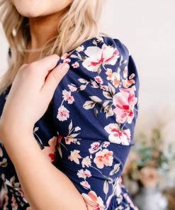 No Ship Drop Ship Evening In The Tropics In Navy Florals (GHG-S)