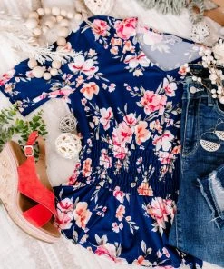 No Ship Drop Ship Evening In The Tropics In Navy Florals (GHG-S)