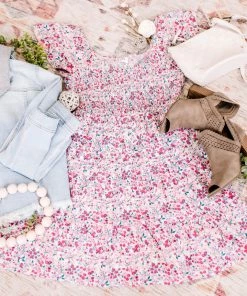 No Ship Drop Ship Flirt With You Dress In Pink & Floral (GHG-S)