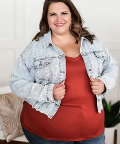 No Ship Drop Ship GHG- Shop Singles Going Places Pin Striped Denim Jacket (GHG-S)