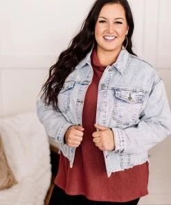 No Ship Drop Ship GHG- Shop Singles Going Places Pin Striped Denim Jacket (GHG-S)