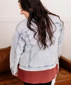 No Ship Drop Ship GHG- Shop Singles Going Places Pin Striped Denim Jacket (GHG-S)