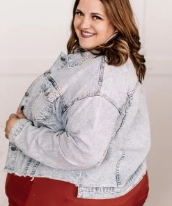 No Ship Drop Ship GHG- Shop Singles Going Places Pin Striped Denim Jacket (GHG-S)