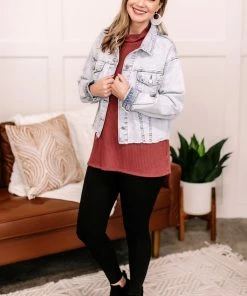 No Ship Drop Ship GHG- Shop Singles Going Places Pin Striped Denim Jacket (GHG-S)