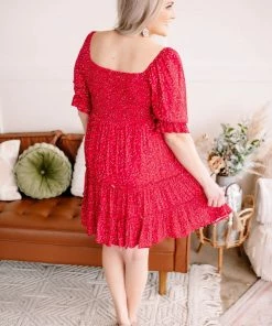 No Ship Drop Ship Heavens Just A Sin Away Dress In Country Red (GHG-S)