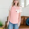 No Ship Drop Ship Apparel Here To Stay Blush Floral Raglan Sleeve Top