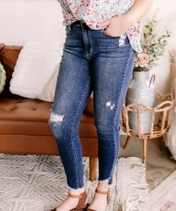 No Ship Drop Ship Into The Fray Hem Judy Blue Jeans (GHG-7)