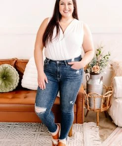 No Ship Drop Ship Into The Fray Hem Judy Blue Jeans (GHG-7)