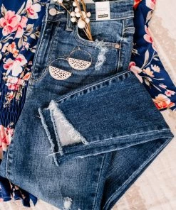 No Ship Drop Ship Into The Fray Hem Judy Blue Jeans (GHG-7)