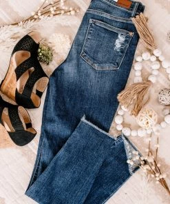 No Ship Drop Ship Into The Fray Hem Judy Blue Jeans (GHG-7)