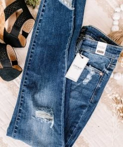 No Ship Drop Ship Into The Fray Hem Judy Blue Jeans (GHG-7)