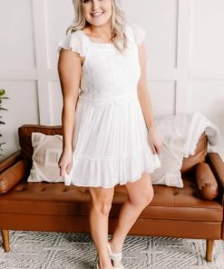 No Ship Drop Ship GHG- Shop Singles It's A Love Story White Crochet Lace Dress (GHG-S)