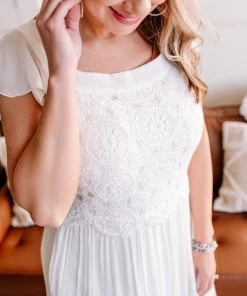 No Ship Drop Ship GHG- Shop Singles It's A Love Story White Crochet Lace Dress (GHG-S)