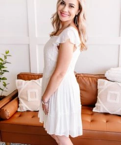 No Ship Drop Ship GHG- Shop Singles It's A Love Story White Crochet Lace Dress (GHG-S)