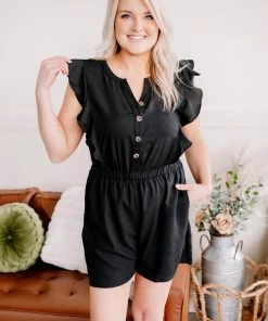 No Ship Drop Ship Jump Into Spring Romper In Black (GHG-S,M,L)