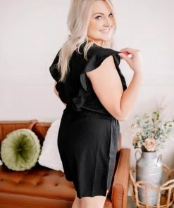 No Ship Drop Ship Jump Into Spring Romper In Black (GHG-S,M,L)