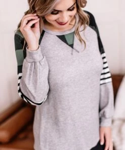 No Ship Drop Ship GHG- Shop Singles Just A Plaid Bit Brushed Top In Green/Black (GHG-S)