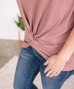 No Ship Drop Ship GHG- Shop Singles Let's Twist Again Pointelle Sleeveless Top In Mauve (GHG-S)