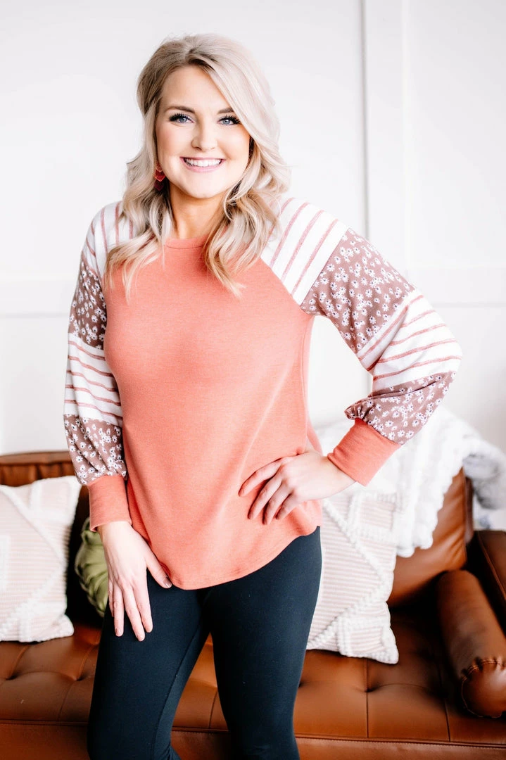 No Ship Drop Ship GHG- Shop Singles Life In Pieces Floral Color Block Raglan Top (GHG-S) 5 No Ship Drop Ship GHG- Shop Singles Life In Pieces Floral Color Block Raglan Top (GHG-S)