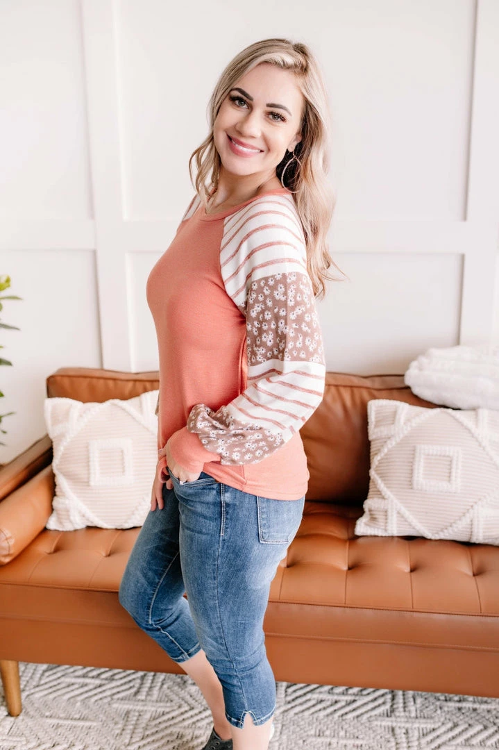 No Ship Drop Ship GHG- Shop Singles Life In Pieces Floral Color Block Raglan Top (GHG-S) 8 No Ship Drop Ship GHG- Shop Singles Life In Pieces Floral Color Block Raglan Top (GHG-S)