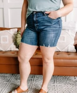 No Ship Drop Ship Long Story Short Judy Blue Thigh Shorts Apparel