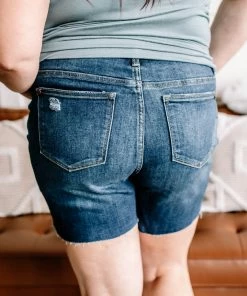 No Ship Drop Ship Long Story Short Judy Blue Thigh Shorts Apparel