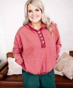 No Ship Drop Ship GHG- Shop Singles Look Who It Is Washed Hoodie In Dark Berry (GHG-S)