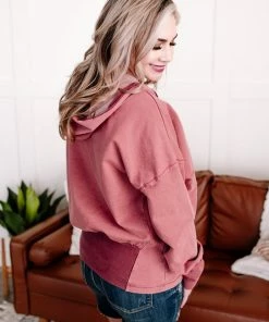 No Ship Drop Ship GHG- Shop Singles Look Who It Is Washed Hoodie In Dark Berry (GHG-S)