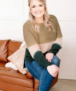 No Ship Drop Ship Lucky To Find Ombre Olive Sweater (GHG-S) Tops