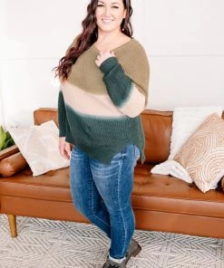 No Ship Drop Ship Lucky To Find Ombre Olive Sweater (GHG-S) Tops
