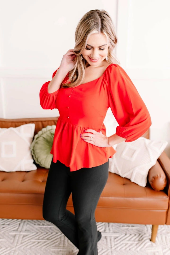 No Ship Drop Ship No Sign Of Stopping Blouse In Red Alert (GHG-S-2XL) 2 No Ship Drop Ship No Sign Of Stopping Blouse In Red Alert (GHG-S-2XL)