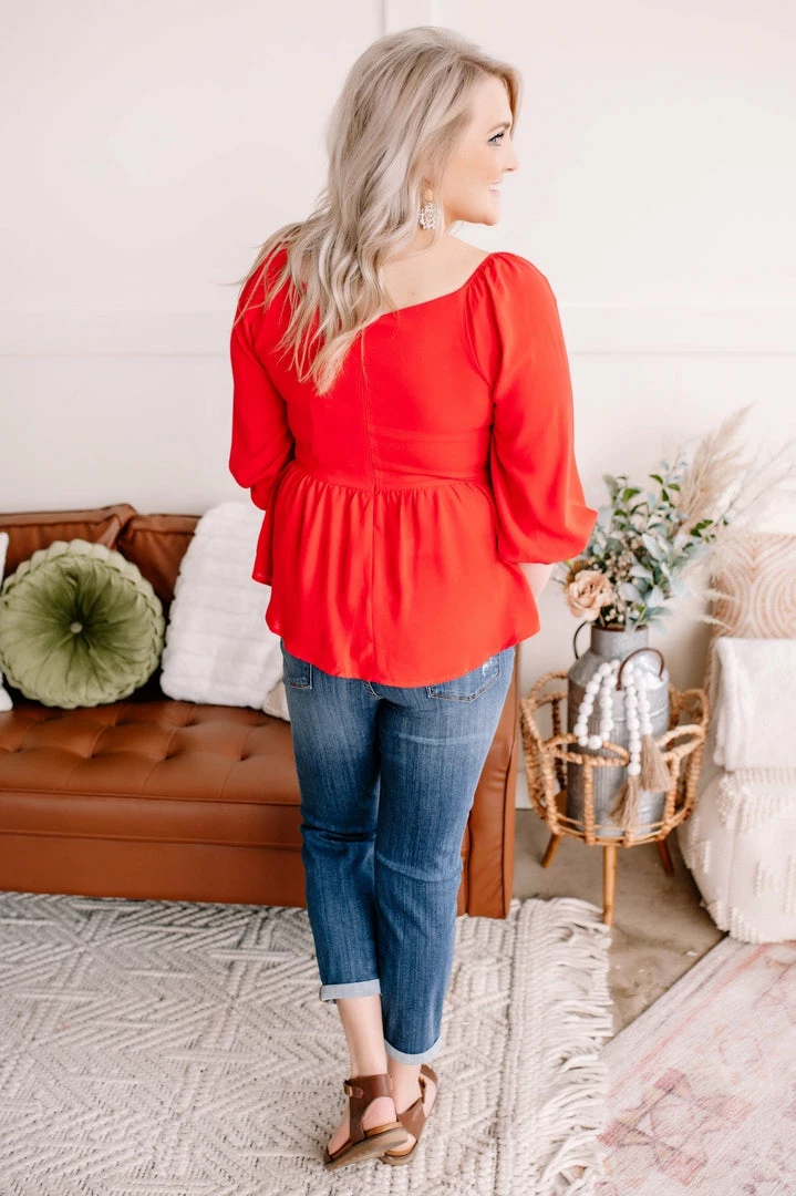 No Ship Drop Ship No Sign Of Stopping Blouse In Red Alert (GHG-S-2XL) 4 No Ship Drop Ship No Sign Of Stopping Blouse In Red Alert (GHG-S-2XL)