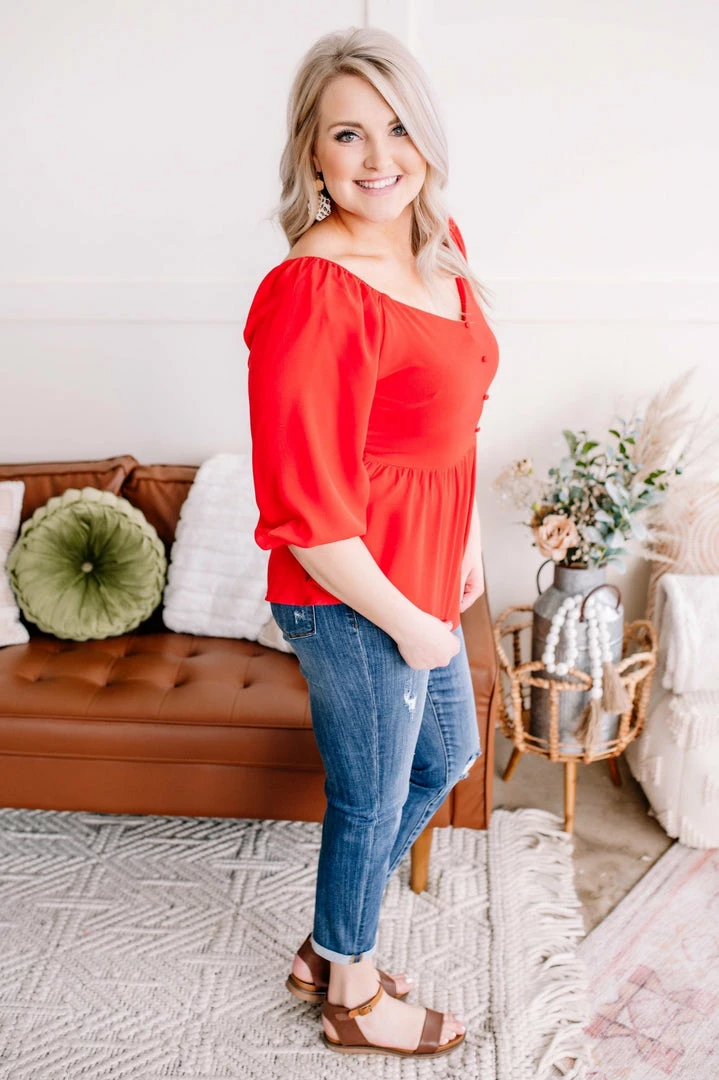 No Ship Drop Ship No Sign Of Stopping Blouse In Red Alert (GHG-S-2XL) 6 No Ship Drop Ship No Sign Of Stopping Blouse In Red Alert (GHG-S-2XL)