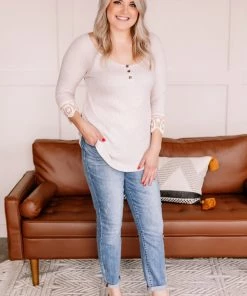 No Ship Drop Ship Off The Hook Oatmeal Waffle Knit Top (GHG-S) 13 No Ship Drop Ship Off The Hook Oatmeal Waffle Knit Top (GHG-S)